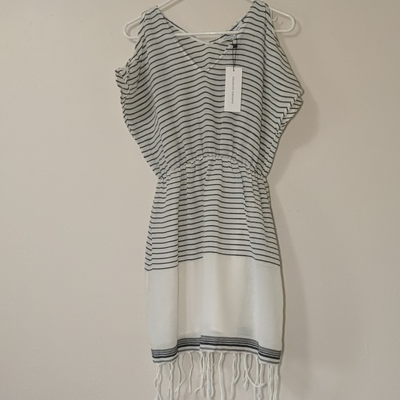 NWT Collective Concepts Stripe Cold Shoulder Dress - Picture 4 of 6